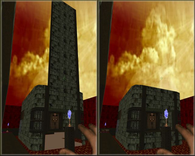 a splendid bug with the OpenGl Gzdoom renderer, because of a map bug (a cheat with the usual editor's rules)