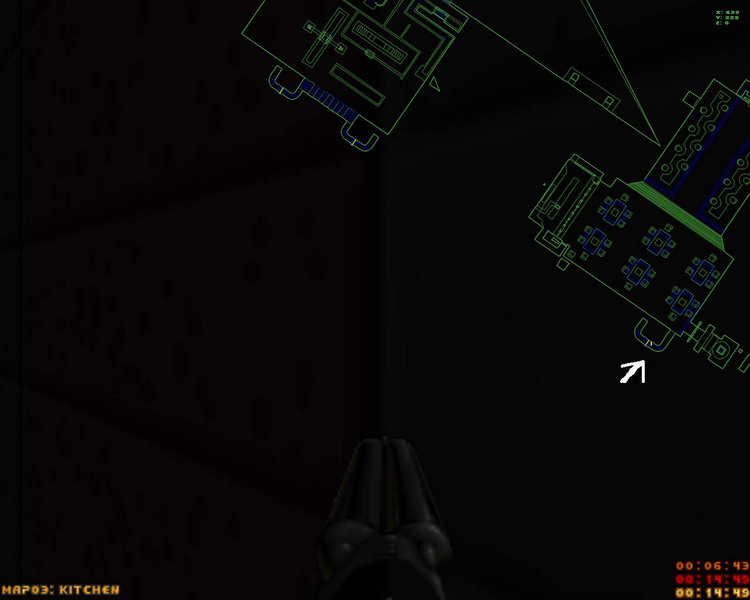 Finally, the first bug. The white arrow is pointing to where I just teleported to.